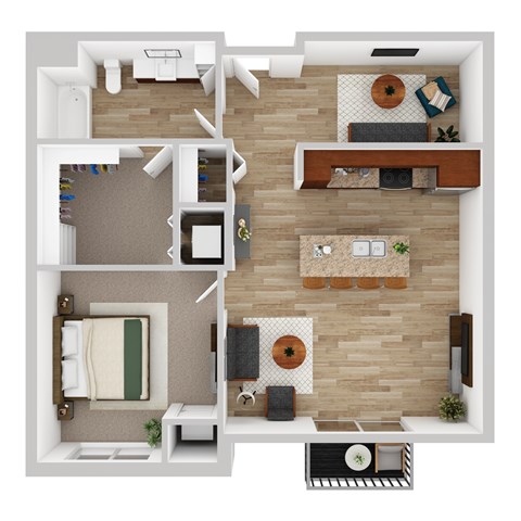 Floor plan for 1 bed, 1 bath, 918 sqft